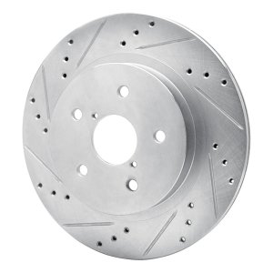 Subaru Outback Brake Rotor (1) - Rear Left - R1 Concepts - Drilled & Slotted - Silver - `15-`25